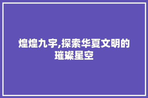 煌煌九宇,探索华夏文明的璀璨星空 诗词佳句
