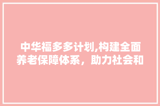 中华福多多计划,构建全面养老保障体系，助力社会和谐发展