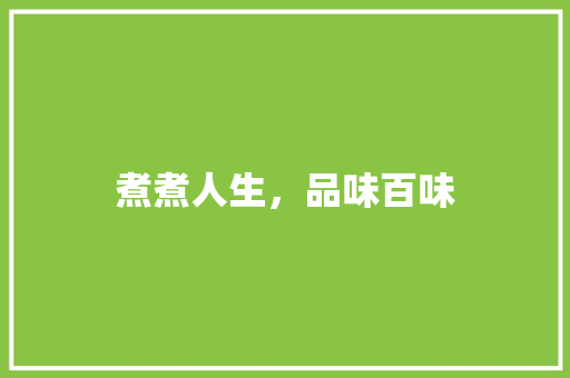 煮煮人生，品味百味