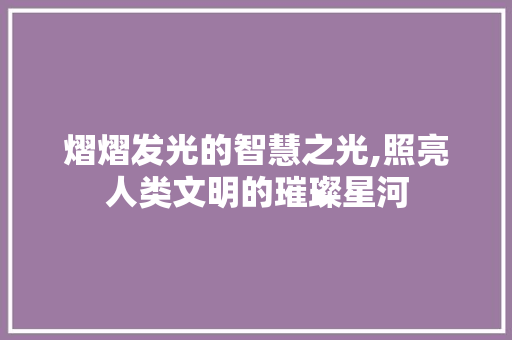 熠熠发光的智慧之光,照亮人类文明的璀璨星河