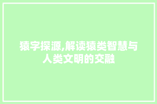 猿字探源,解读猿类智慧与人类文明的交融