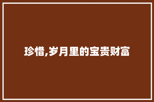 珍惜,岁月里的宝贵财富