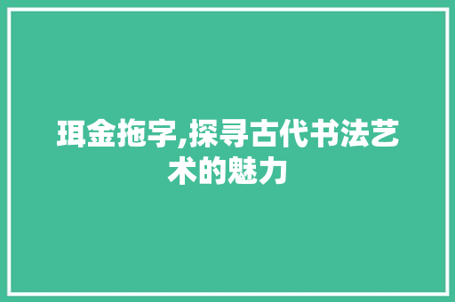 珥金拖字,探寻古代书法艺术的魅力