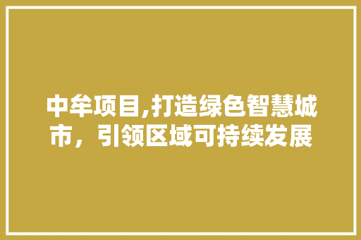 中牟项目,打造绿色智慧城市，引领区域可持续发展
