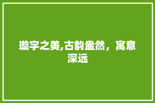 璇字之美,古韵盎然，寓意深远