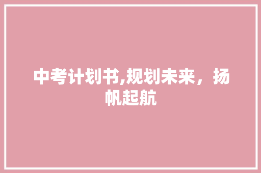 中考计划书,规划未来，扬帆起航