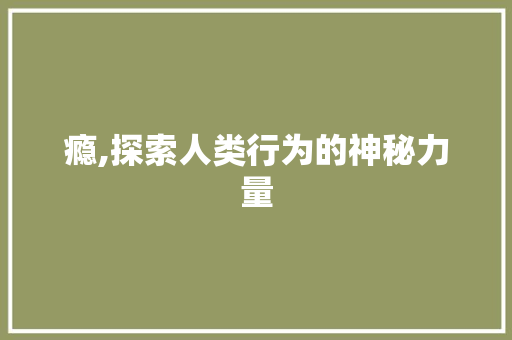 瘾,探索人类行为的神秘力量