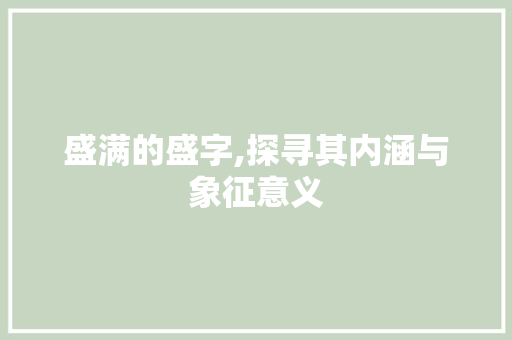 盛满的盛字,探寻其内涵与象征意义 成语汇编