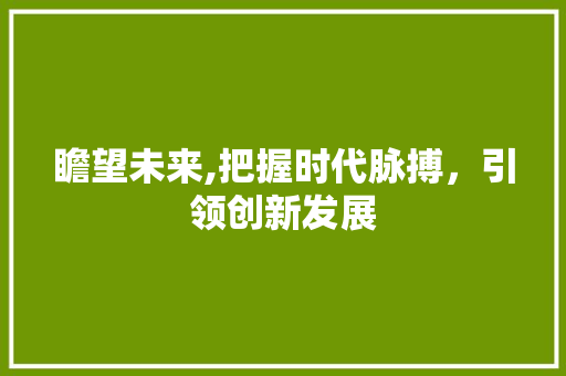 瞻望未来,把握时代脉搏，引领创新发展