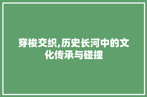 穿梭交织,历史长河中的文化传承与碰撞