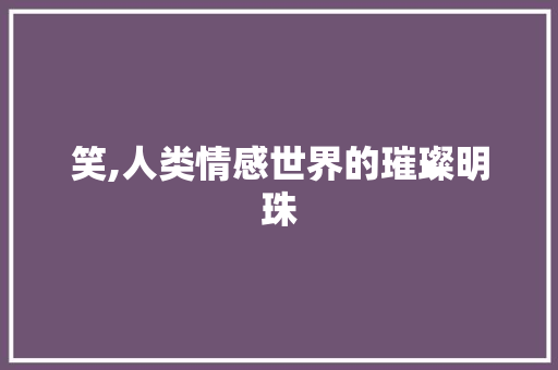 笑,人类情感世界的璀璨明珠