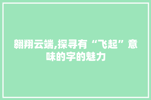 翱翔云端,探寻有“飞起”意味的字的魅力