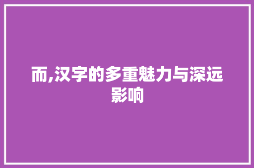 而,汉字的多重魅力与深远影响