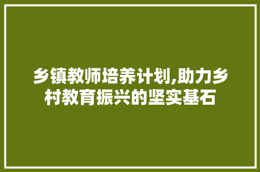 乡镇教师培养计划,助力乡村教育振兴的坚实基石
