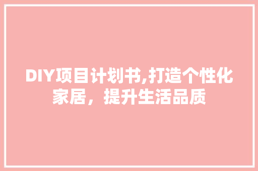 DIY项目计划书,打造个性化家居，提升生活品质