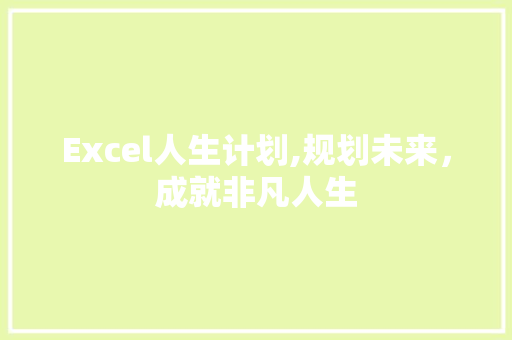 Excel人生计划,规划未来，成就非凡人生