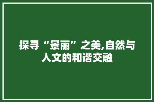 探寻“景丽”之美,自然与人文的和谐交融 短语