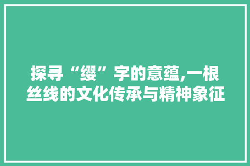 探寻“缨”字的意蕴,一根丝线的文化传承与精神象征
