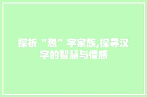 探析“想”字家族,探寻汉字的智慧与情感