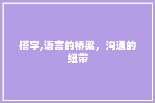 搭字,语言的桥梁，沟通的纽带