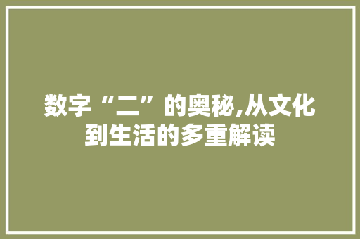 数字“二”的奥秘,从文化到生活的多重解读