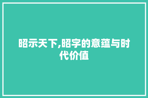 昭示天下,昭字的意蕴与时代价值