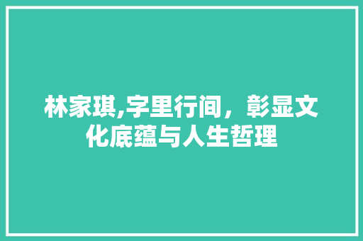 林家琪,字里行间，彰显文化底蕴与人生哲理