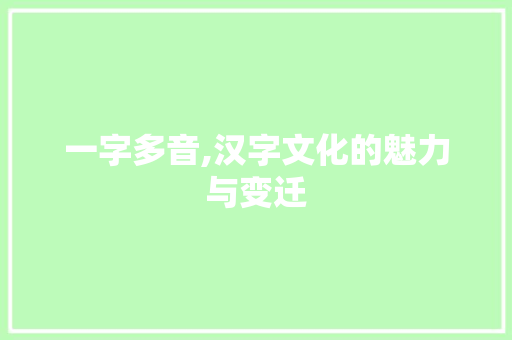 一字多音,汉字文化的魅力与变迁