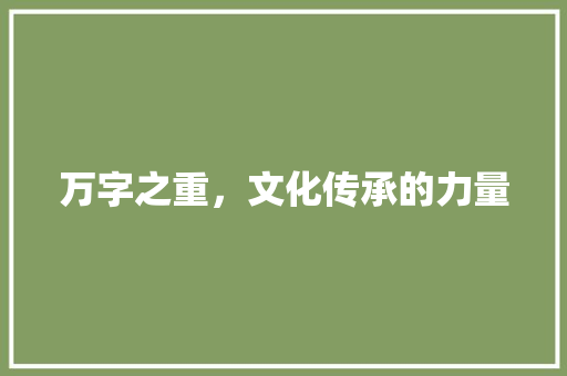 万字之重，文化传承的力量