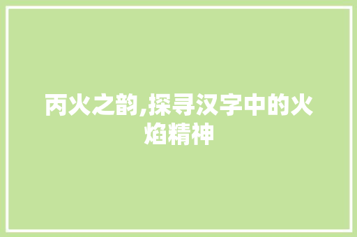 丙火之韵,探寻汉字中的火焰精神