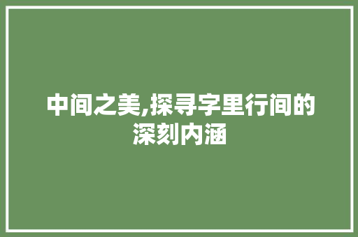 中间之美,探寻字里行间的深刻内涵