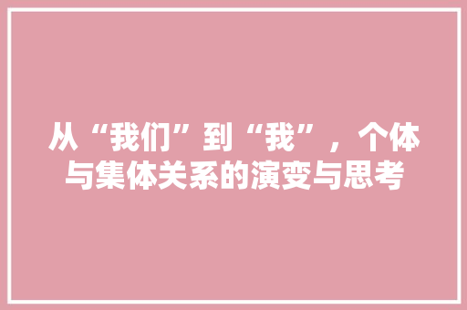 从“我们”到“我”，个体与集体关系的演变与思考