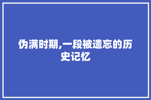 伪满时期,一段被遗忘的历史记忆 英语单词