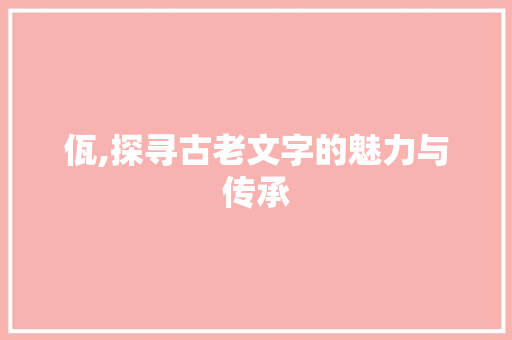 佤,探寻古老文字的魅力与传承