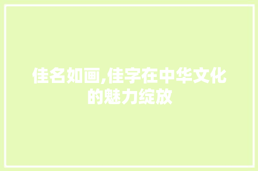 佳名如画,佳字在中华文化的魅力绽放