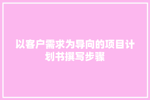 以客户需求为导向的项目计划书撰写步骤
