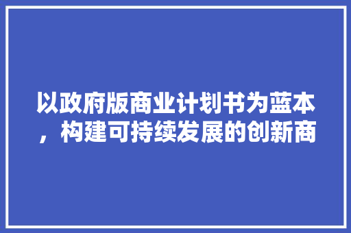 以政府版商业计划书为蓝本，构建可持续发展的创新商业模式
