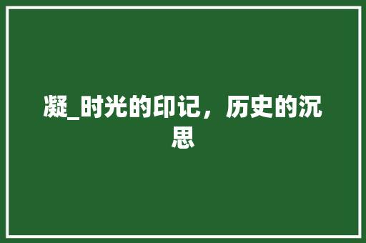 凝_时光的印记，历史的沉思 问答