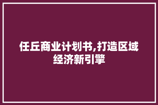 任丘商业计划书,打造区域经济新引擎