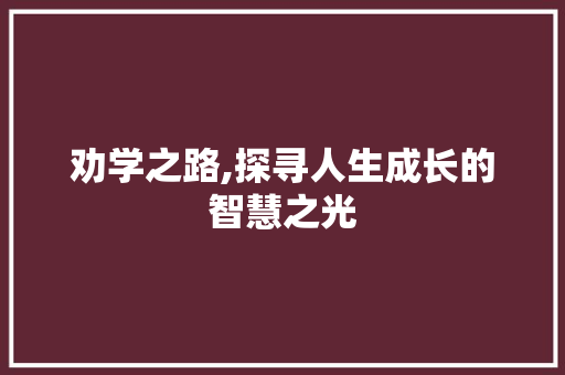 劝学之路,探寻人生成长的智慧之光