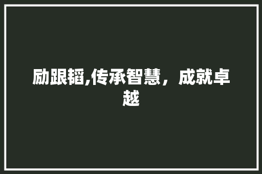励跟韬,传承智慧，成就卓越