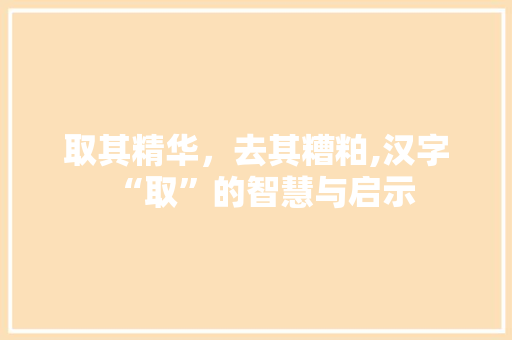 取其精华，去其糟粕,汉字“取”的智慧与启示