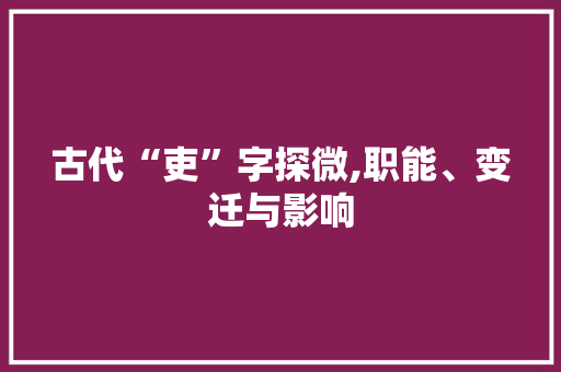 古代“吏”字探微,职能、变迁与影响 短语