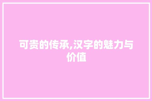 可贵的传承,汉字的魅力与价值