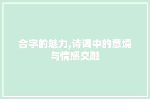 合字的魅力,诗词中的意境与情感交融