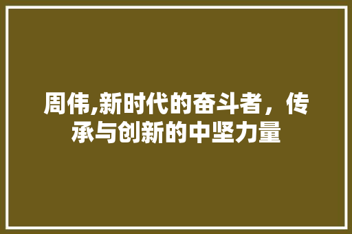 周伟,新时代的奋斗者，传承与创新的中坚力量