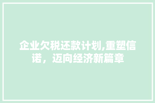 企业欠税还款计划,重塑信诺，迈向经济新篇章