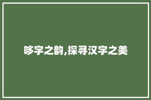 哆字之韵,探寻汉字之美