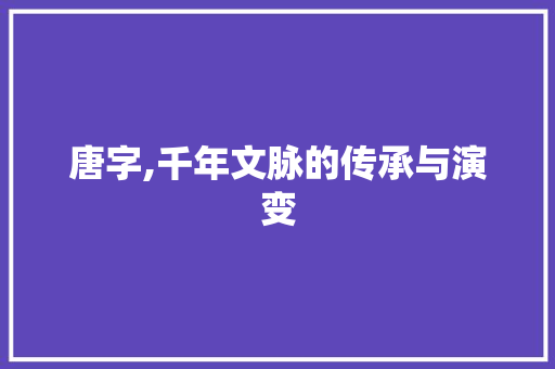 唐字,千年文脉的传承与演变