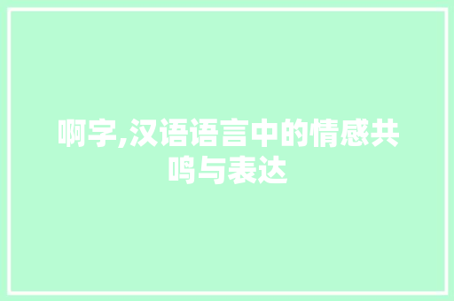 啊字,汉语语言中的情感共鸣与表达